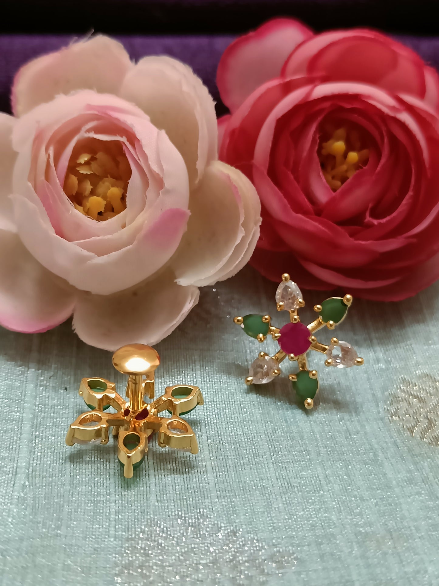 Floral design Multi-Coloured Stone Studs