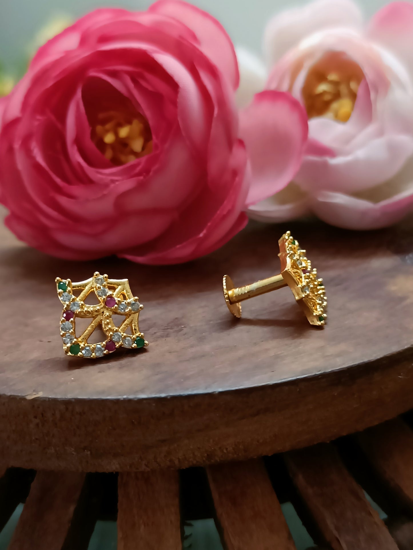 Multi-Coloured Stone Stud Earrings