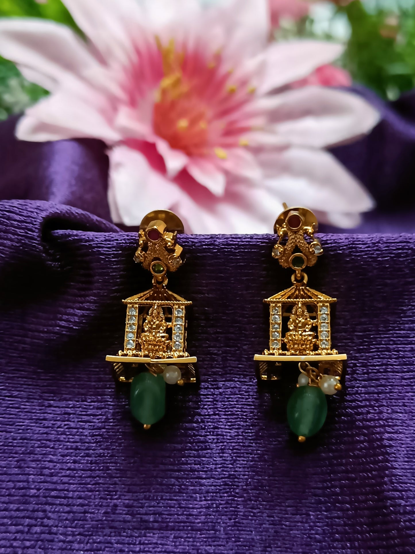 Beautifully Crafted Lakshmi Jhumka