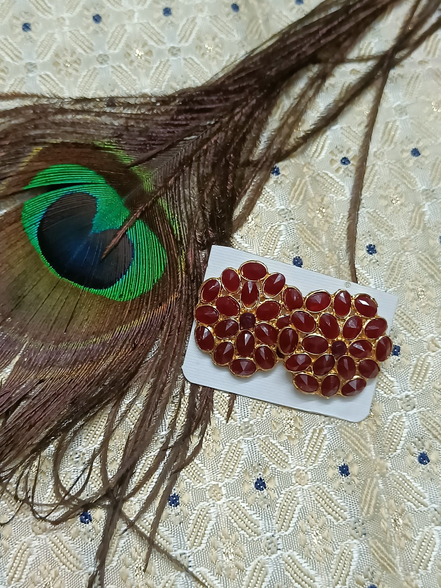 Classy Studs with deep Maroon stones