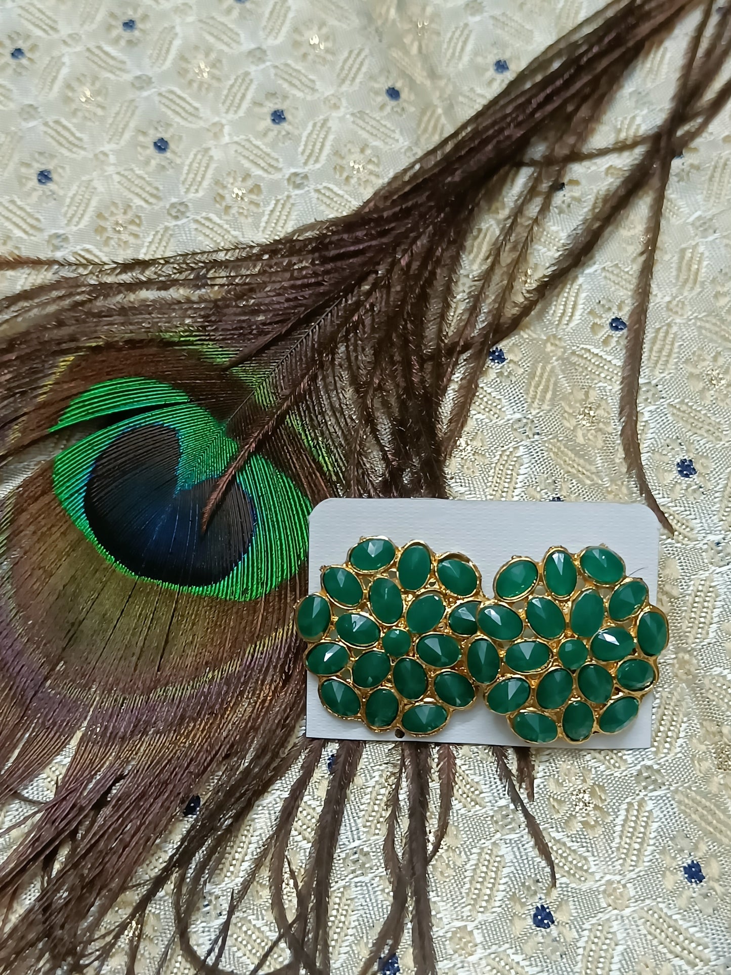 Classy Studs With Green Stones