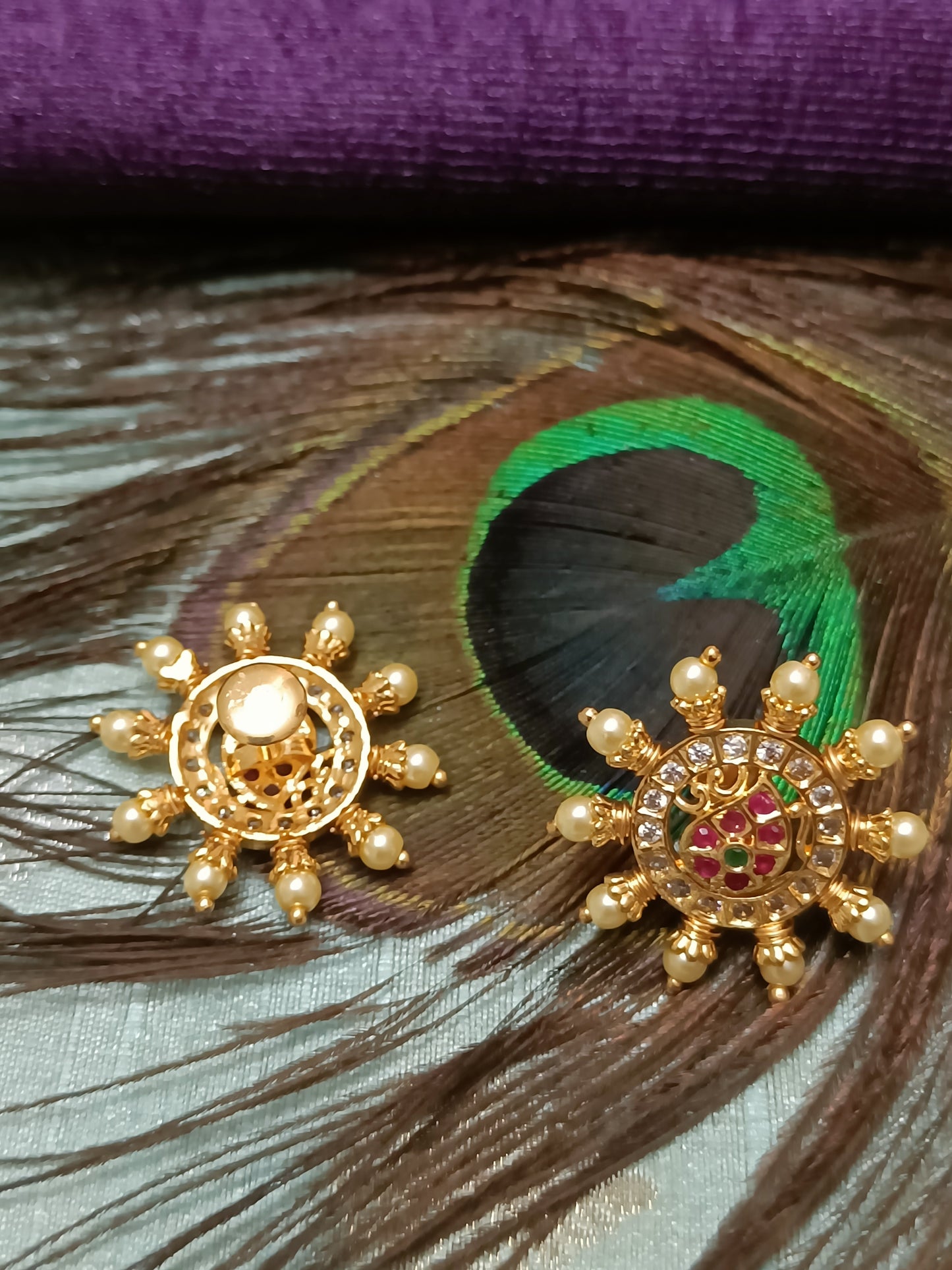 Multi-Coloured Stone Studded Earrings With Pearls