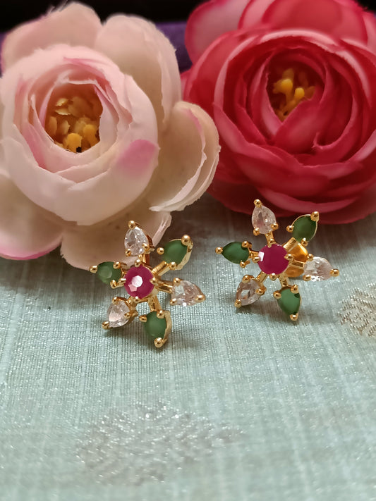 Floral design Multi-Coloured Stone Studs