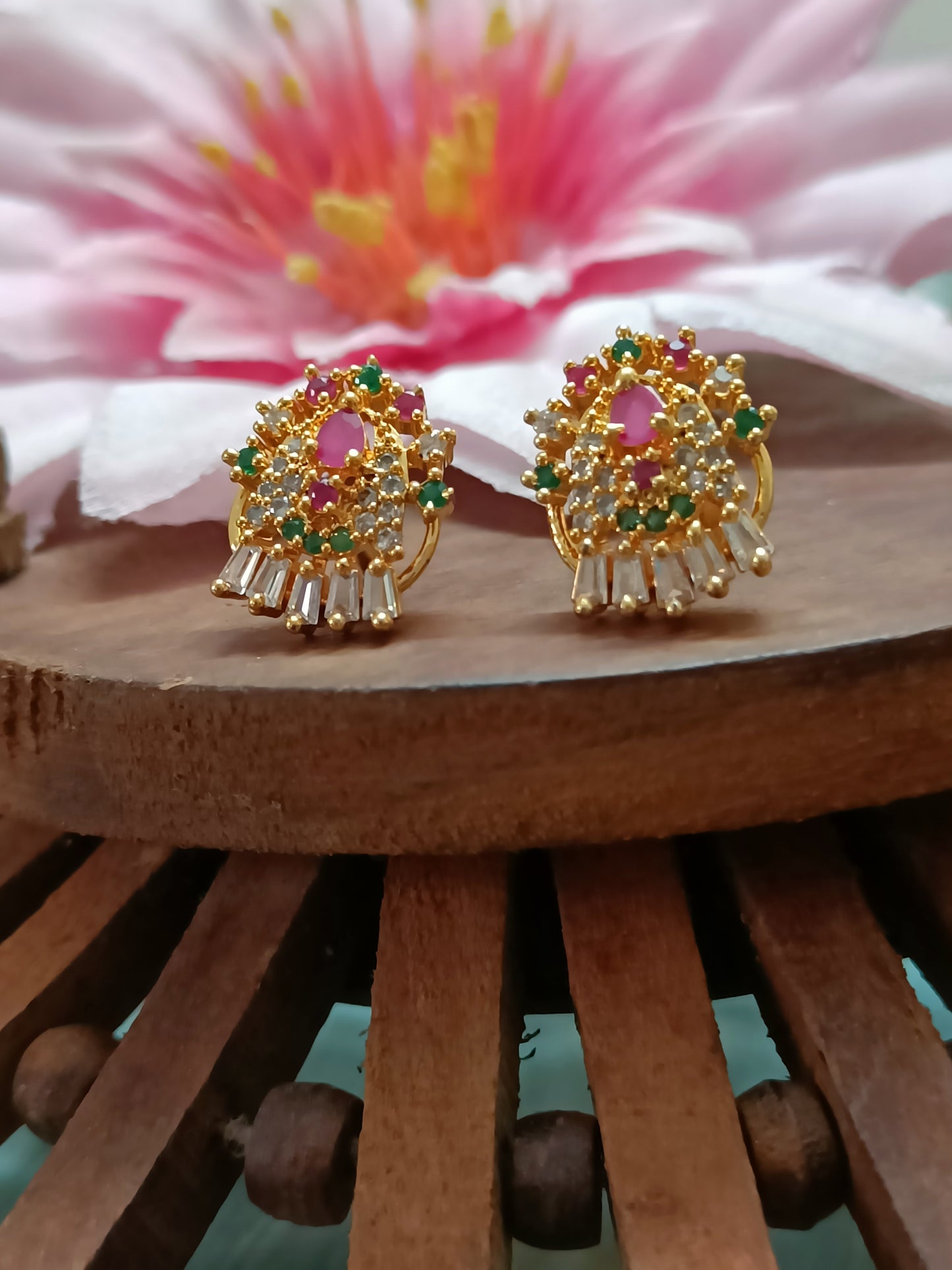 Multi-Coloured Stone Stud Earrings