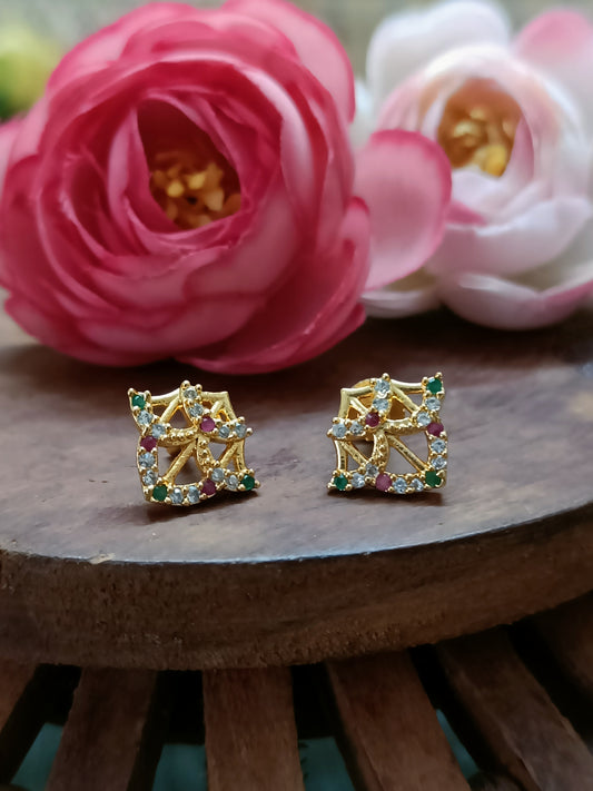 Multi-Coloured Stone Stud Earrings