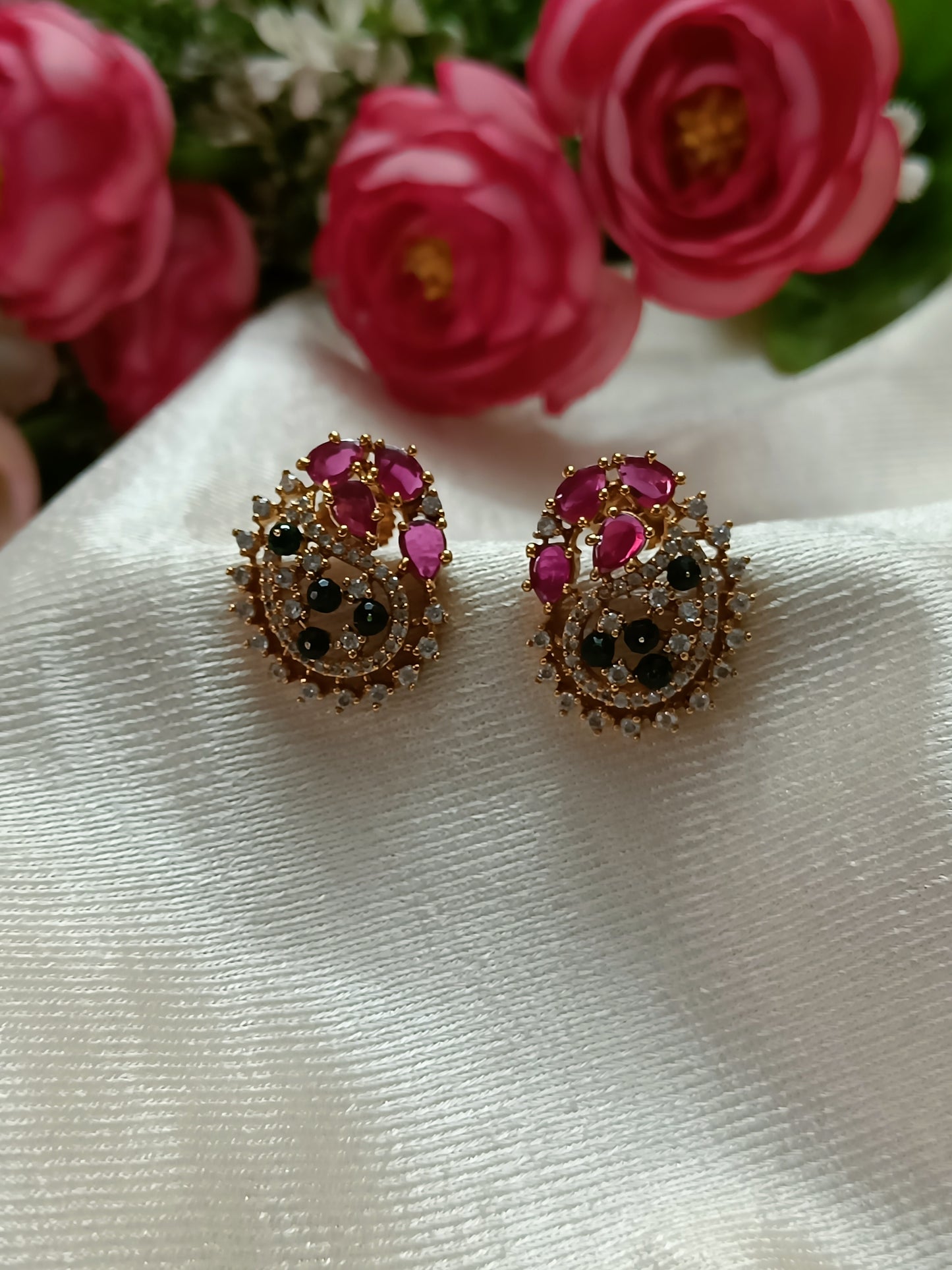 Kundan AD Stone Stud Earrings