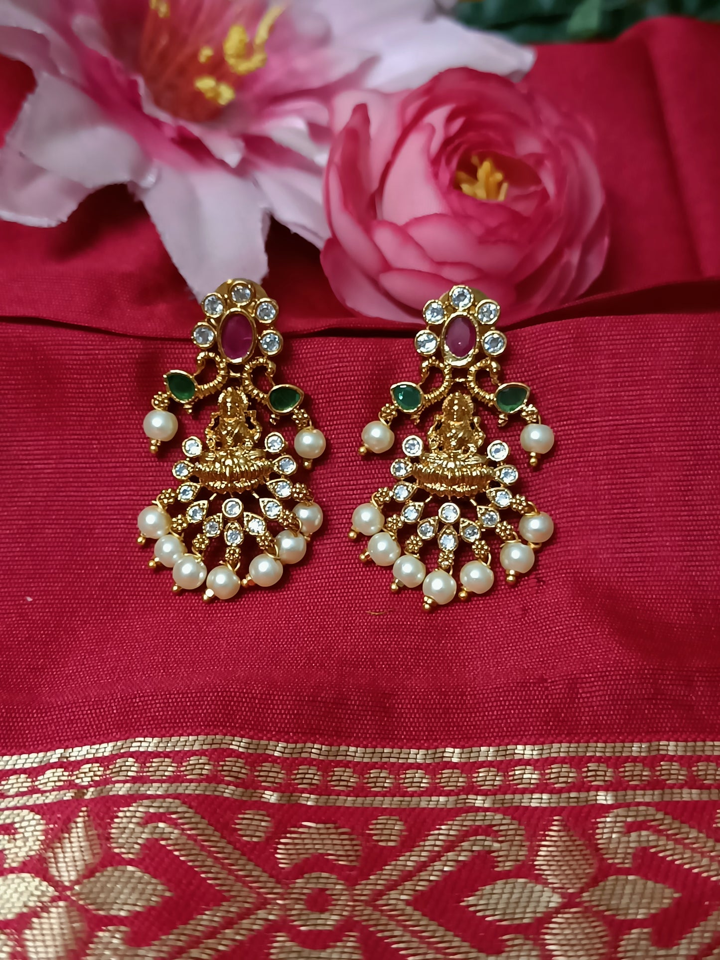 Lakshmi Devi Pearl Dangle Earring
