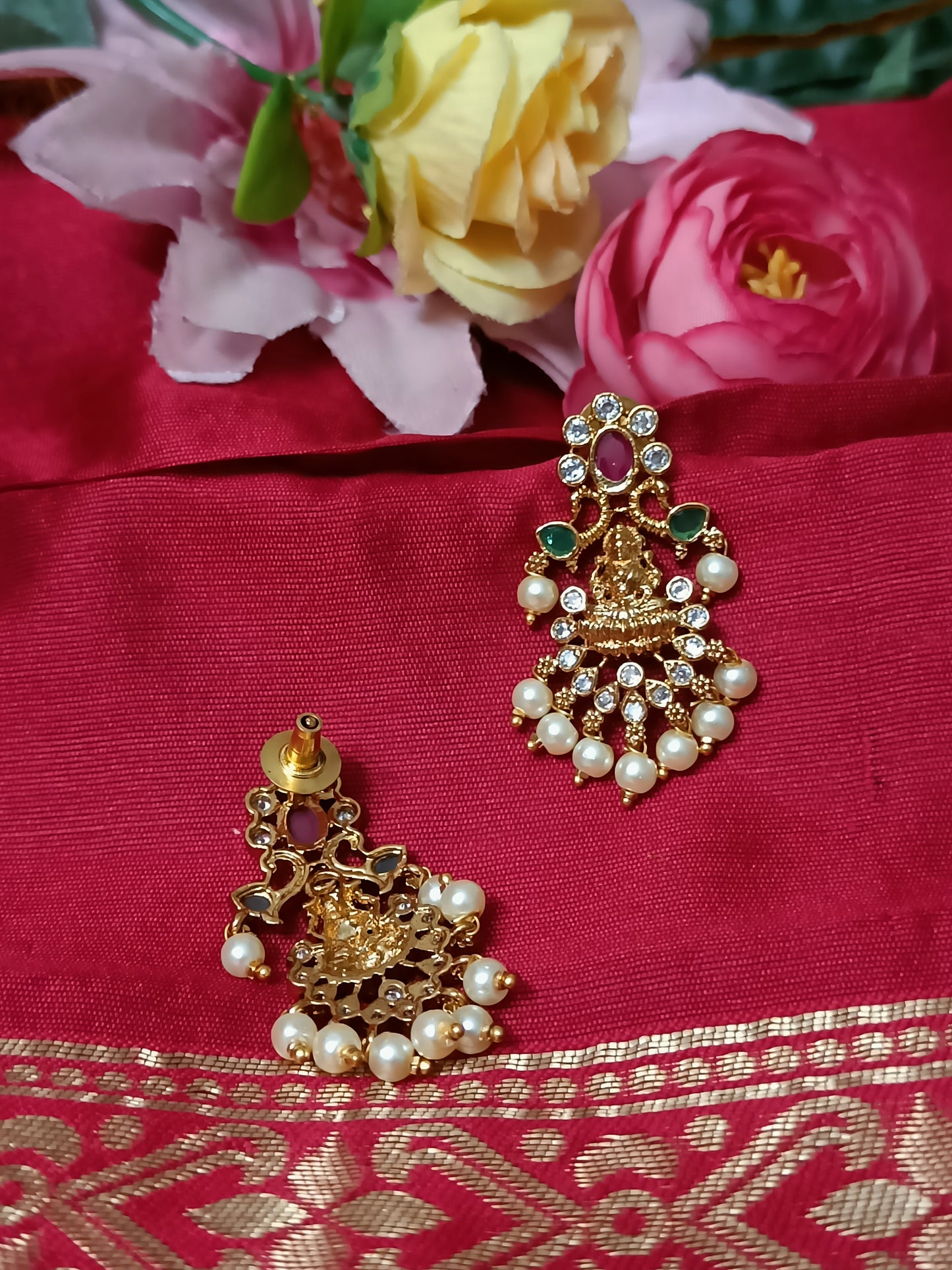 Lakshmi Devi Pearl Dangle Earring