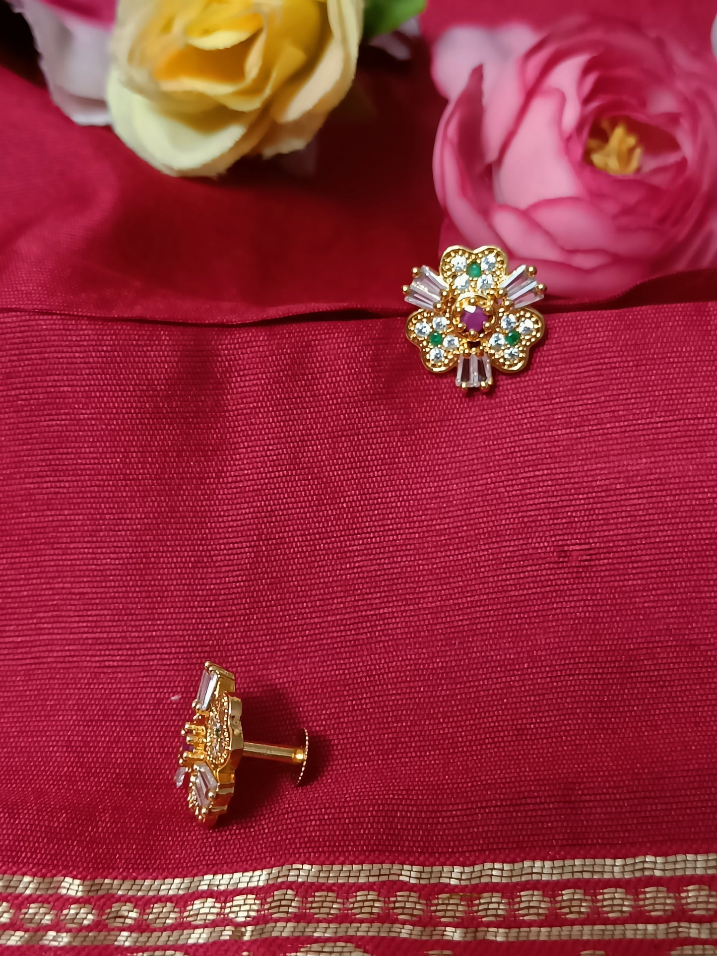 Multi-Coloured AD Stone Stud Earrings