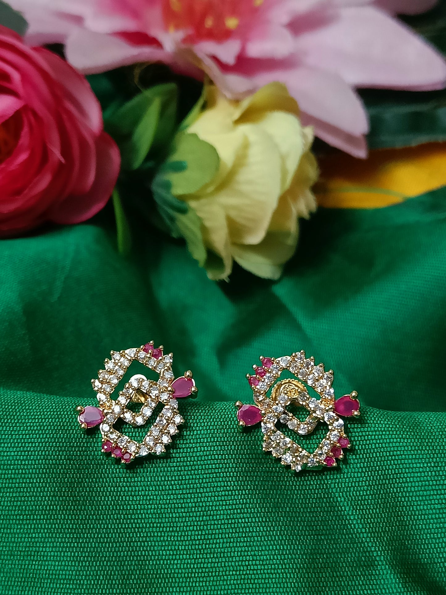 AD Stoned Diamond Shaped Studs