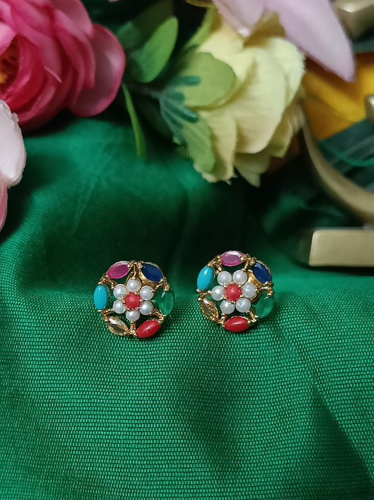 Navratna stud earrings