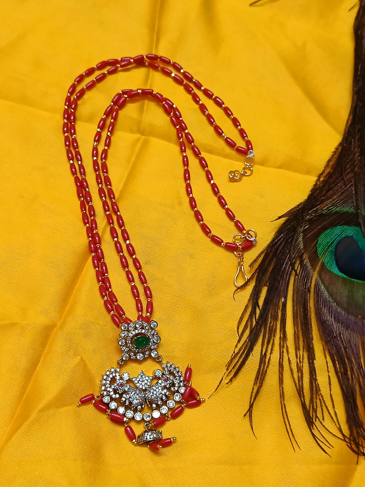 Premium Quality Coral Beads Necklace With Victorian Pendent