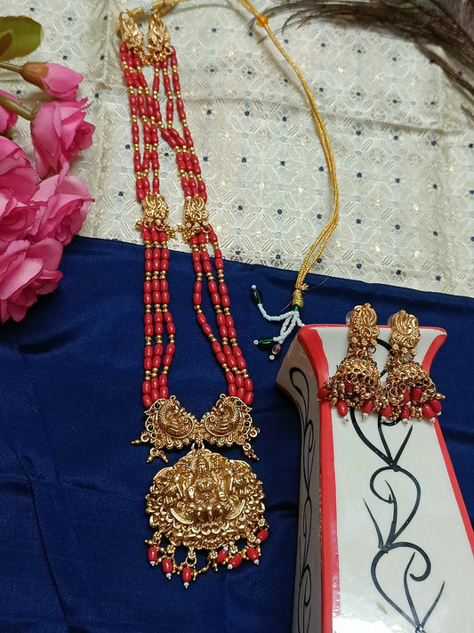 Premium Quality Coral Beads Jewellery Set