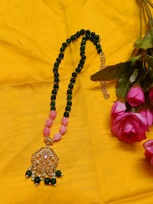 Designer Necklace With Tulip And Monalisa Beads