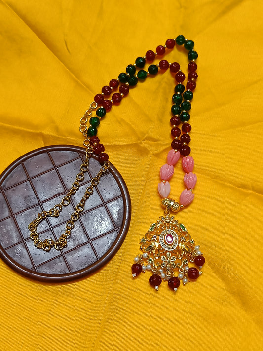 Designer Necklace With Tulip and Monalisa Beads