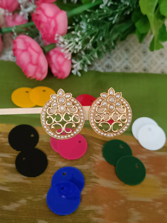 Floral design studs with changeable back plates