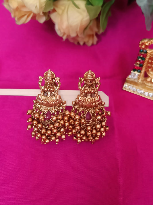 Trendy Lakshmi Danglers With Golden Beads
