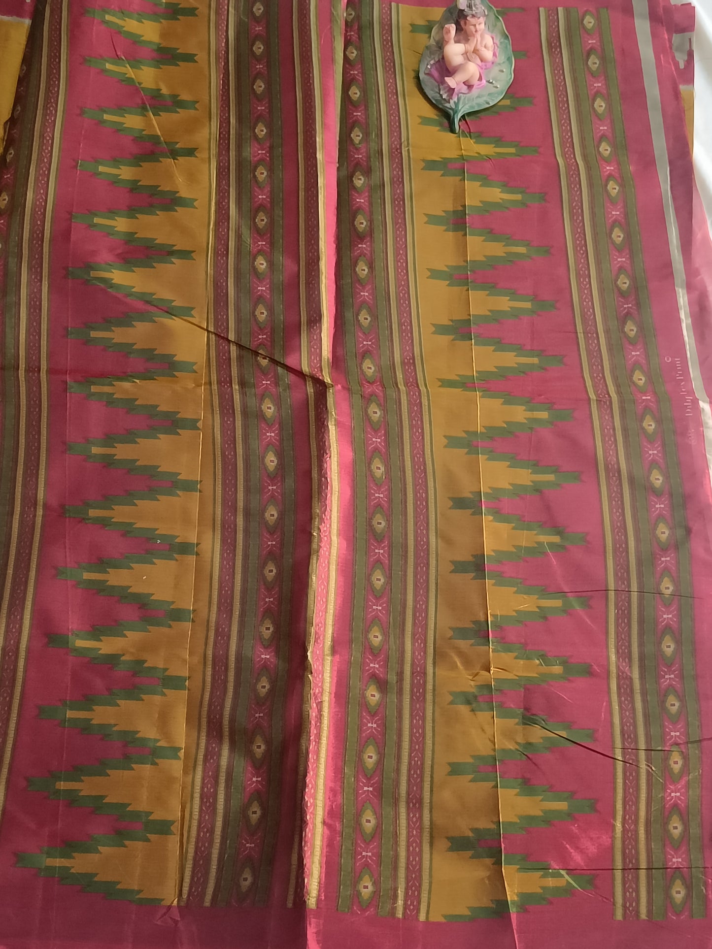 Mustard Ikkat art silk Saree (Cotton-Silk)