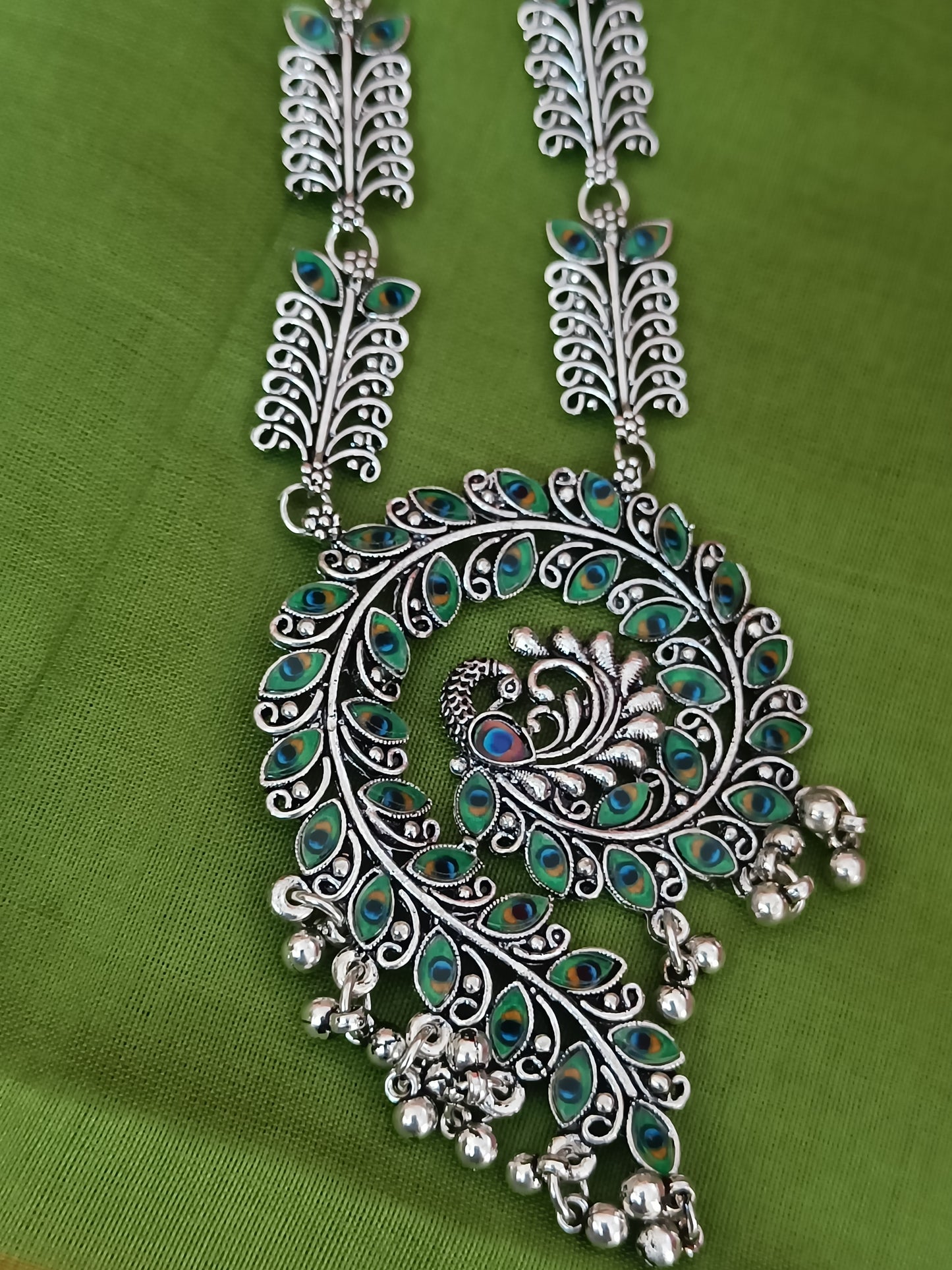 Oxidised Peacock Jewellery Set