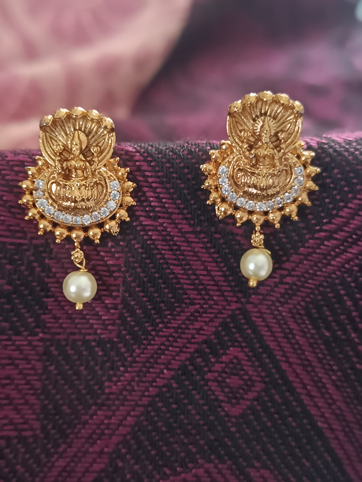 Lakshmi AD stone studs with pearl drop