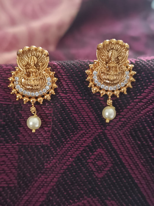 Lakshmi AD stone studs with pearl drop