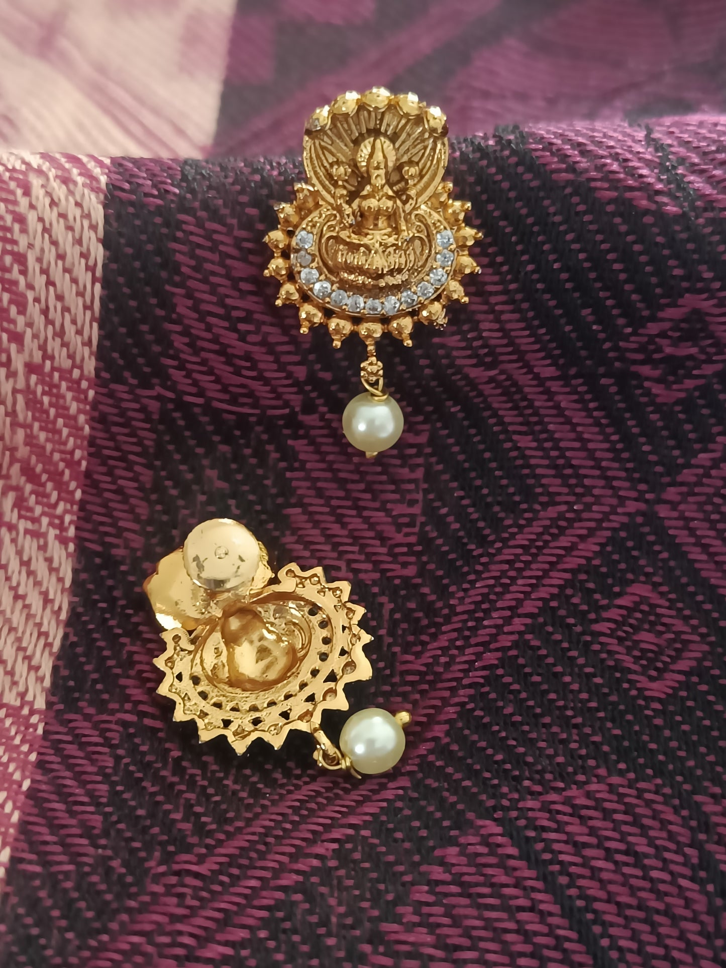 Lakshmi AD stone studs with pearl drop